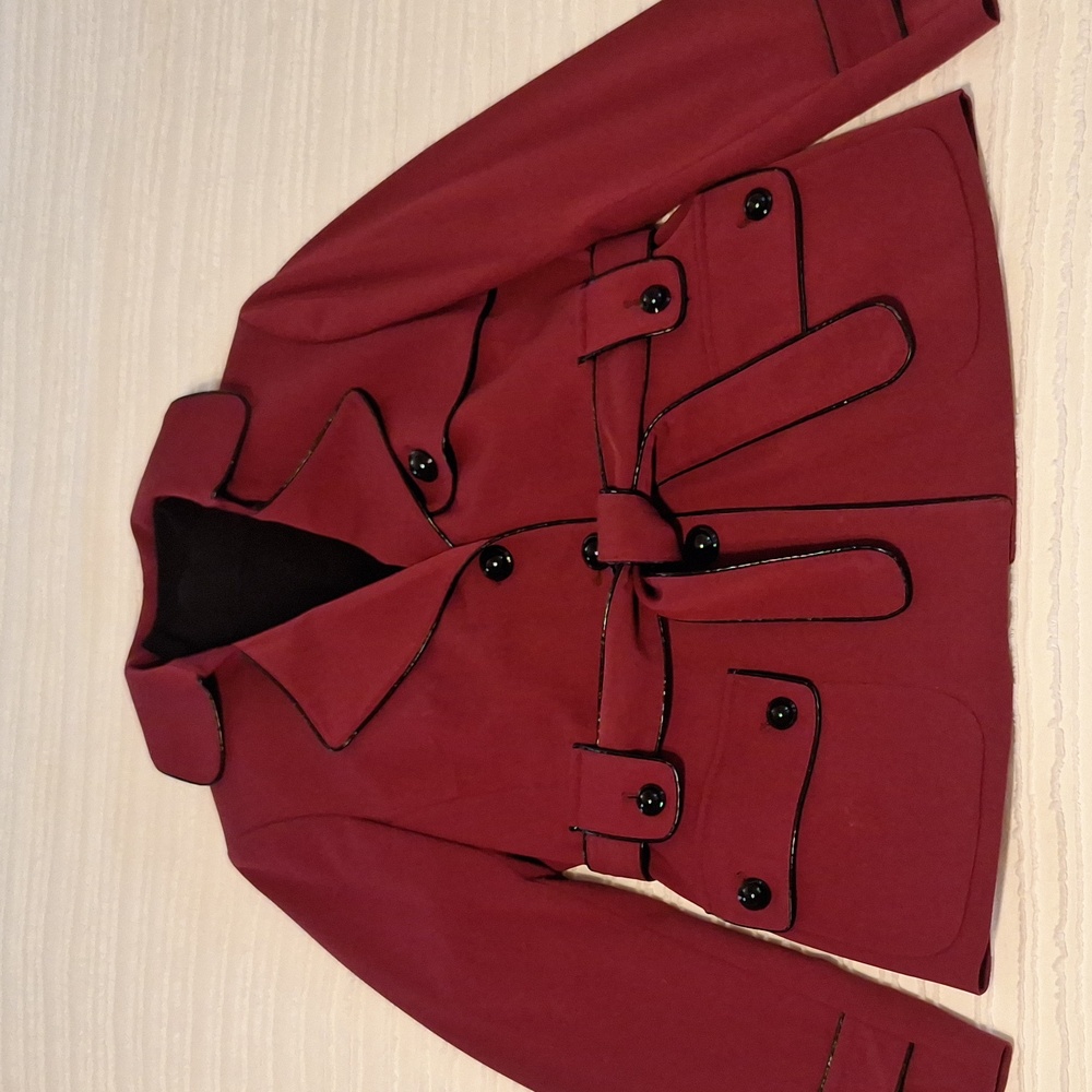 Nine West Blazer Burgandy With Black Trim